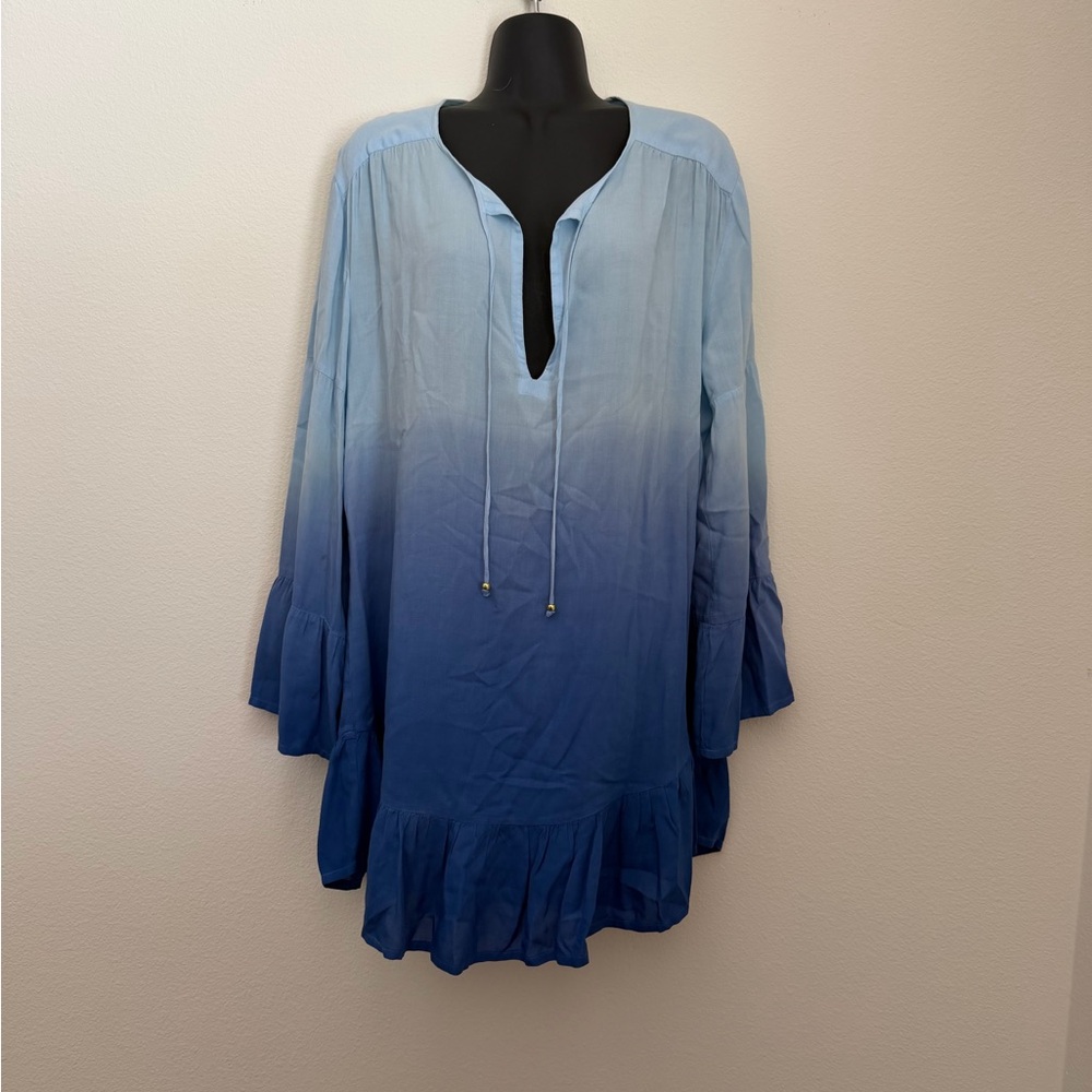 Vix Gradient ombré Blue Tunic swim coverup Sz L